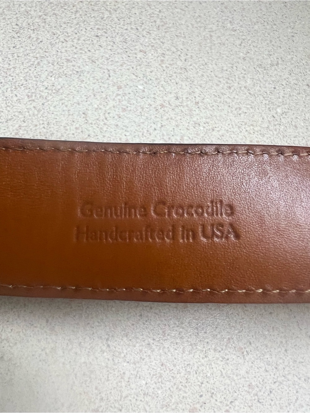 Saks Fifth Avenue: Brown Croc-Embossed Leather Men’s Belt - Picture 3 of 6